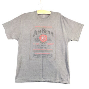 Hanes Tagless Women's Jim Beam T-Shirt Gray Large Short Sleeve Crew Neck